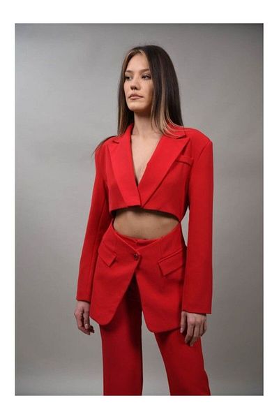 LUMİNA MILANO CUT OUT SUIT JACKET M Red