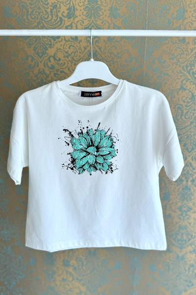 DPARİS تي شيرت بناتي مطبوع عليه زهور