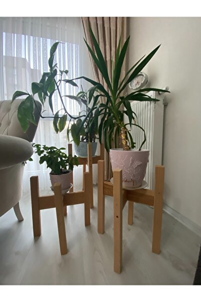 ÇağlaDesign Ahşap Dekoratif Saksı Altlığı 3 Lü 40*50*60 Cm