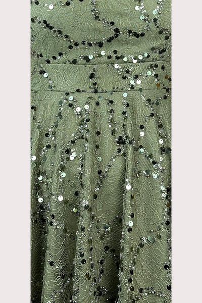 gesmoda G1433 Rochie de designer din dantelă cu paiete, kaki