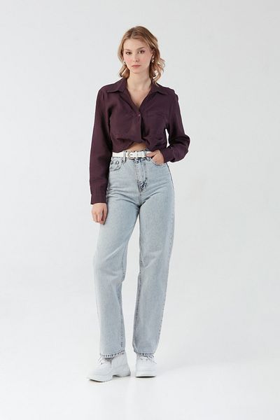 Fulla Moda Cămașă crop cu buzunare cu noduri în față
