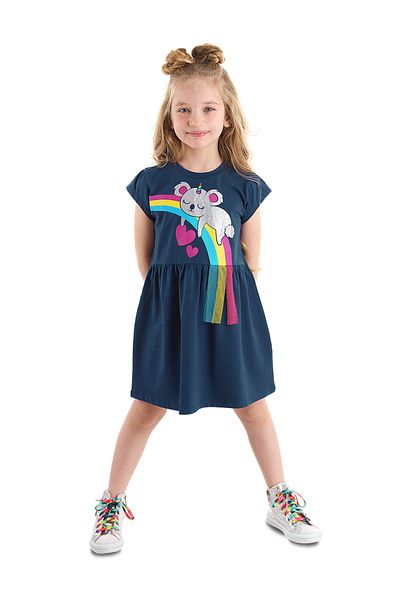Denokids Літня бавовняна сукня для дівчинки з візерунком коали темно-синього кольору
