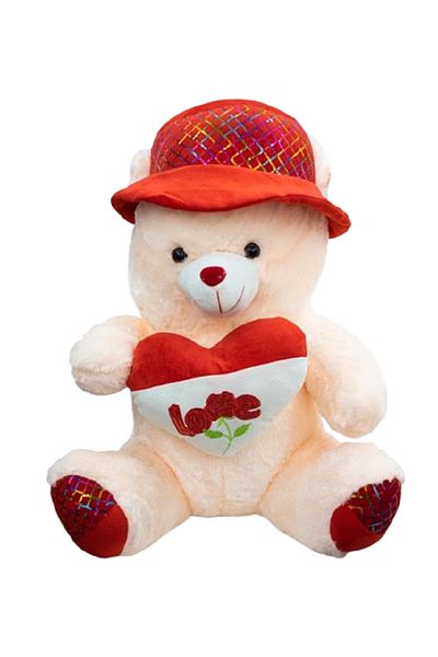 rexa Teddy Bear with Hat – Holding “LOVE” Heart Pillow | 77 cm x 60 cm Plush Gift Toy