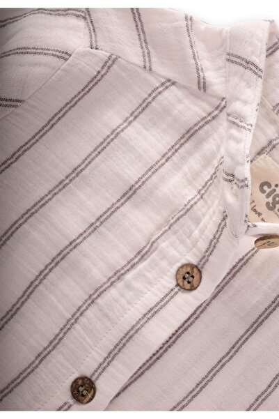 Cigit Πουκάμισο Μουσελίνας 2-10 Ετών Μαύρο Διπλό Ριγέ