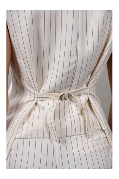 LUMİNA CUT OUT STRIPED SUIT VEST VENEZIA S Ivory
