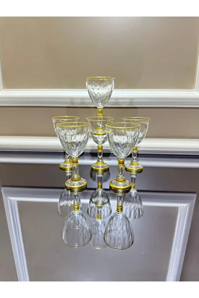 EVRA 6-piece Gold Gilded and Footed Crystal Mouth Set - Brown Side