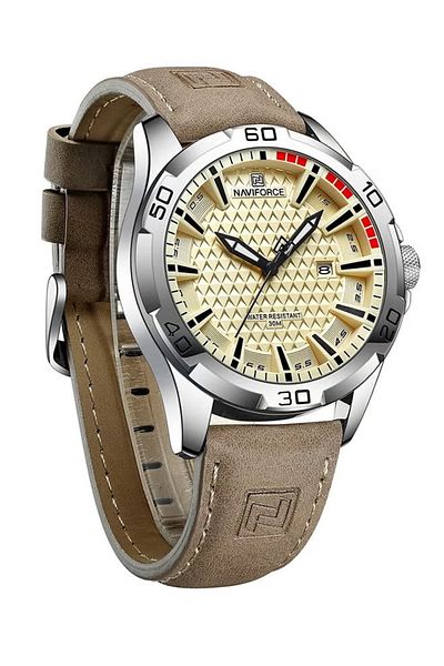 Naviforce Men Casual Sport Military Quartz Calendar Wrist Watch for Man Business Leather Waterproof Male Clock