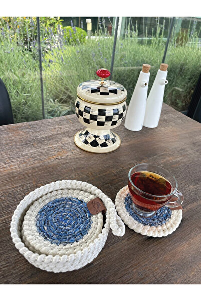 Home Inn Home Textile 4 Adet Yuvarlak Dekoratif Bardak Altlığı Seti - Yuvarla...