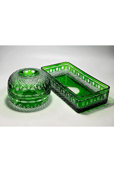 Kristal Market Handmade Crystal Baton Decorative Bowl Tableware Decorative Presentation Set of 2