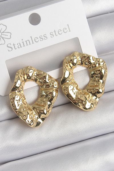 Skygo 316 Steel Gold Color Embroidered Hoop Model Women's Earrings - Tj-Bkp10527