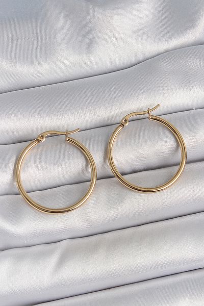Skygo 316 Steel Gold Color 27 mm Hoop Model Women's Earrings - Tj-Bkp10508