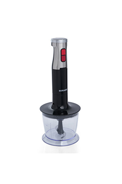 sonashi خلاط يدوي 4 في 1، مفرمة، خفاقة، خلاط - مع عمود من الفولاذ المقاوم للصدأ وتحكم في السرعة المختلفة