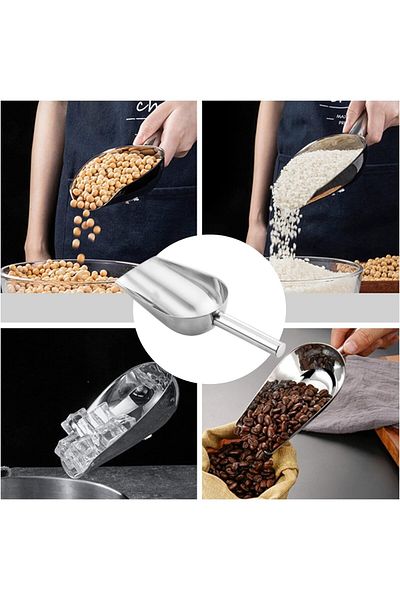 Dasvisy Set of 5 Dasvisy ice tongs and 5 ice scoops, stainless steel, silver