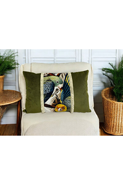 ASDİVA Husă decorativă pentru pernă Psitta Tropical Bird Pattern Fringe Model 40x60