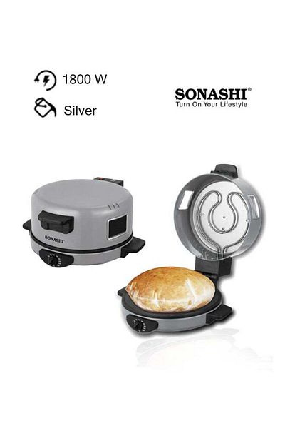 sonashi 2-in-1 Arabic Bread & Pizza Maker | Adjustable Temperature | 30cm Baking Plate | 1800 W Sabm-863