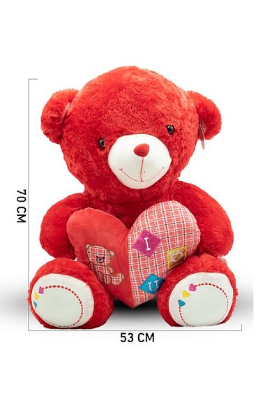 rexa Red Teddy Bear with Heart – Plush Gift Toy | 70 x 53 cm Stuffed Animal for Love & Occasions