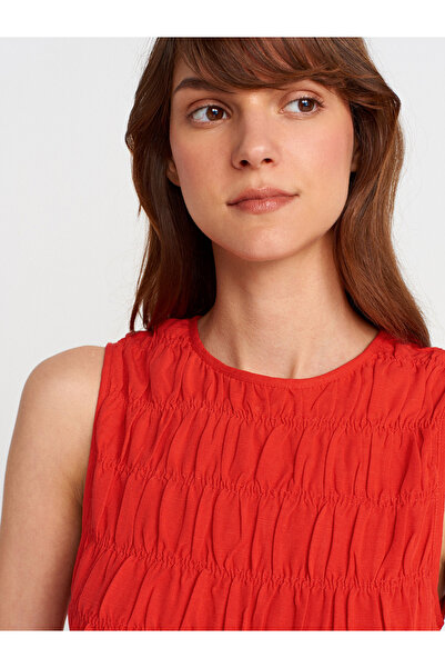 Dilvin 50845 Kolsuz Crop Bluz-Kırmızı