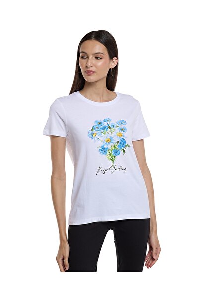 R&B Graphic Print T-Shirt with Crew Neck and Short Sleeves