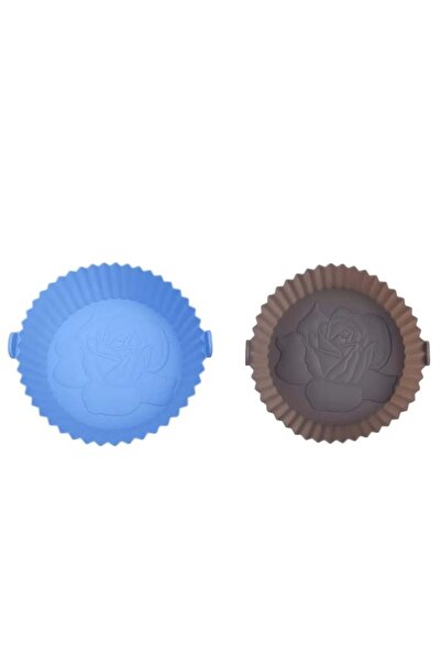 Juingio Set de 2 coșuri pentru friteuza cu aer Juingio, silicon, albastru/gri închis, 16,5 x 6,7 x 20,7 cm