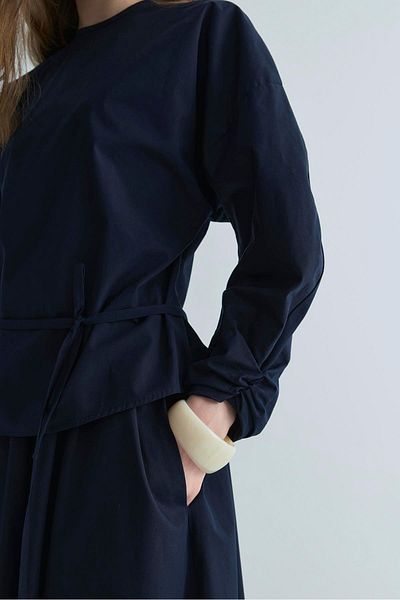 Suud Collection Navy Blue Lara Belted Blouse