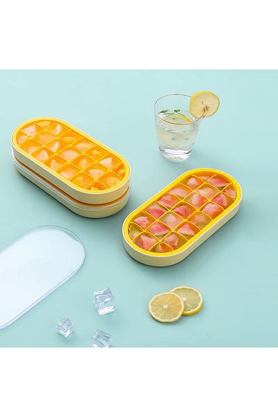 YXHZVON ice cube tray with lid, silicone, orange, 12 x 25.5 x 3 cm