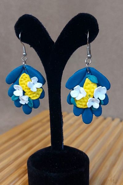 Uretti - Hatice 4962 0866 Handmade Flower Model Polymer Clay Earrings
