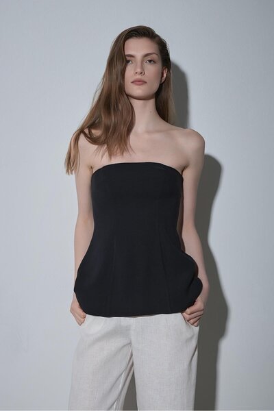 Suud Collection Black Leina Strapless Blouse
