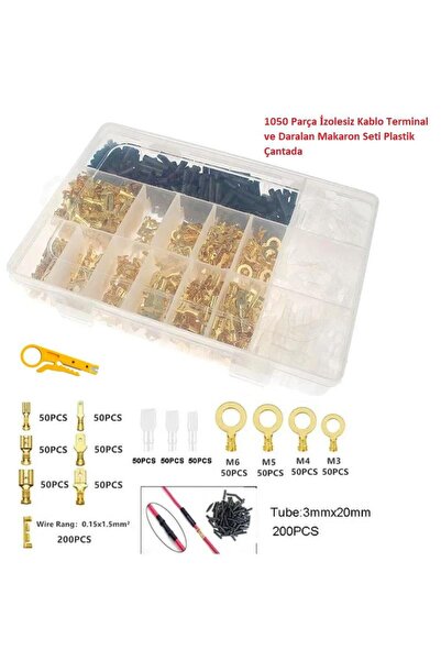 Hatfon Elektronik 1050 Parça İzolesiz Kablo Terminal ve Daralan Makaron Seti ...