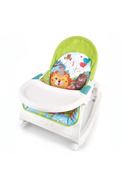 rexa كرسي هزاز للأطفال قابل للتعديل مع اهتزازات موسيقية آمنة ومحمولة مع صينية...