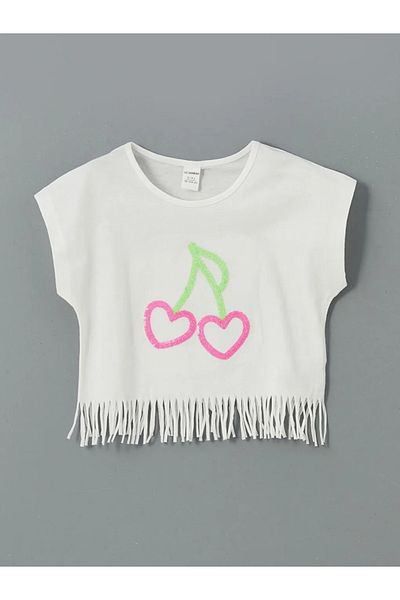 LC Waikiki Lcw Kids White Heart Embroidered Girls' T-Shirt and Leggings 2-Pack