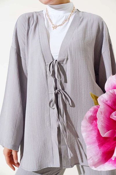 İPEK TUTUŞ Women's Front Tied Kimono Double Set