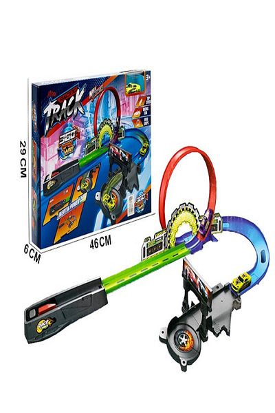 rexa Construction Racing Track 360 Rotation Super Speed Electronic Slot Car Toys With Mini Metal