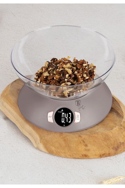 Berlinger Haus Cântar de bucătărie cu bol, digital, LCD, 5 kg, colecție Taupe