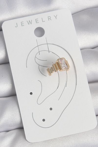 Skygo Brass Gold Color Square Zircon Stone Women's Cartilage Earrings - Tj-Bkp10586