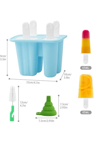 Philorn Set de 2 forme pentru înghețată Philorn cu pâlnie și pensulă, silicon, roz/albastru, 10 x 12 x 9 cm