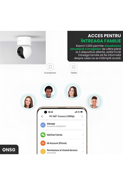 Xiaomi C200 Surveillance Camera, Full Hd 1080p, 360°, Night Vision, White