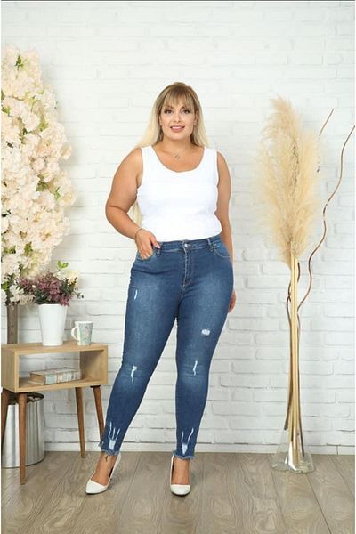 Intisimo Blugi de damă, mărimi mari, fermoar, slimfit, albastru închis - mărimea 42 (US 30)