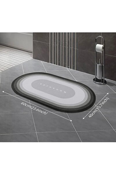 Genel Markalar Gri- Sihirli Paspas Su Emici Diatom Banyo Paspası Kayban Tabanlı Abdest Paspası 40 ✖️60