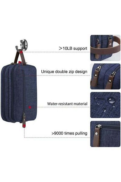 Saharaz Multifunctional portable toiletry bag,4 zippers,waterproof,with handles,suitable for travel,blue