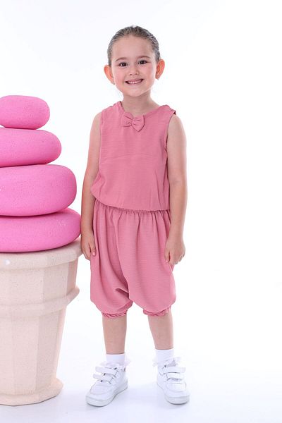 ZUZUNGA Airobin Fabric Bow Detailed Girl's Baggy Set (Top and Bottom)