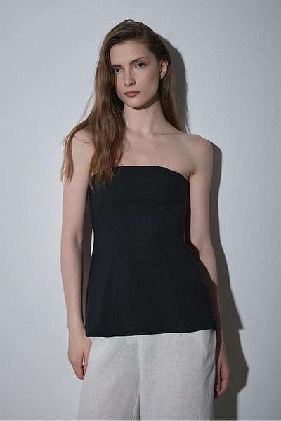 Suud Collection Black Leina Strapless Blouse