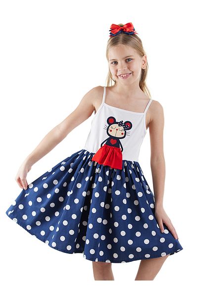 Denokids Φόρεμα Lily Girl's πουά Navy Blue
