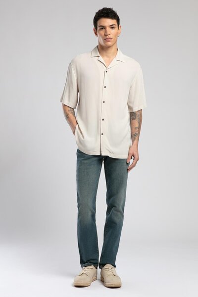 Lee Cooper Faylin men's short sleeve woven shirt beige