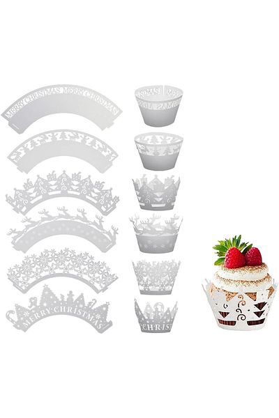 Phiezc Set of 36 Phiezc cupcake decorations, cardboard, white