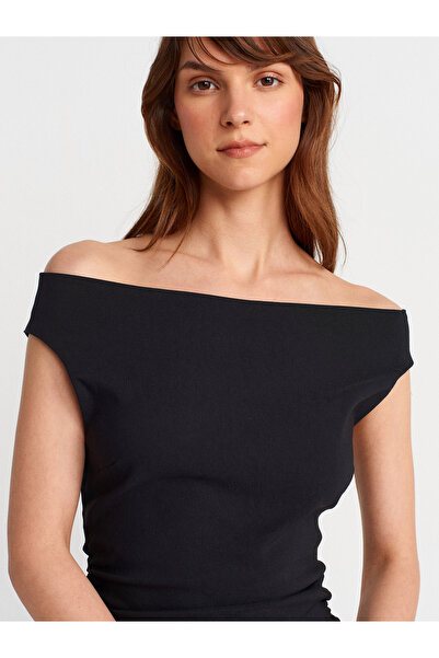 Dilvin 91462 Bardot Mini Elbise-Siyah