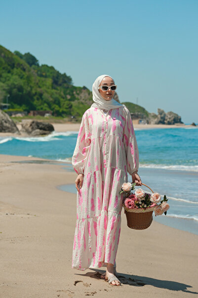 LOCCO Women's Cloud Patterned Dress Pink