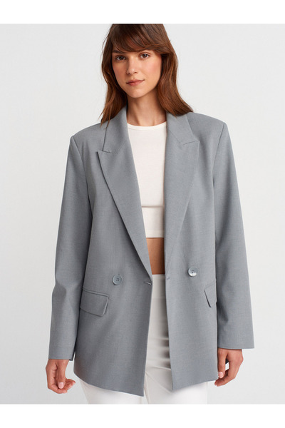 Dilvin 60770 Blazer Ceket-Gri
