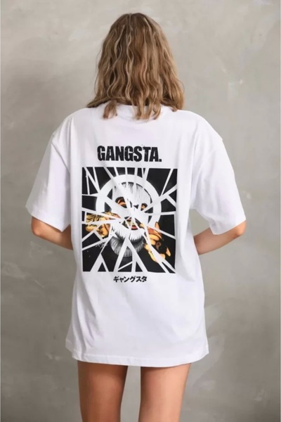 Wheat Butik Unisex Imprimat Oversize Thirt White