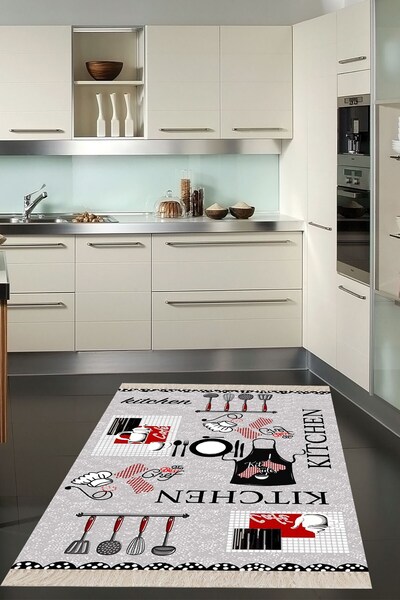 Pelangi Kitchen Desenli Dijital Baskılı Kaymaz Taban Yıkanabilir Leke Tutmaz ...