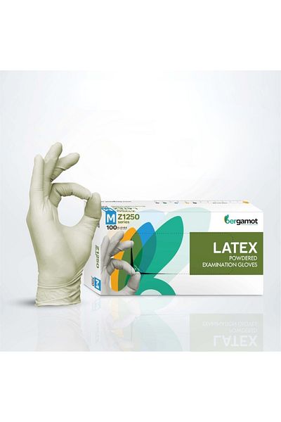 bergamot Box of 100 medical gloves, Bergamot, M, latex, powdered, Z1250M